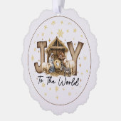 JOY Nativity Christmas  Ornament Kaart (Links)