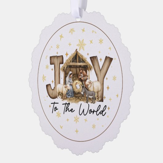 JOY Nativity Christmas  Ornament Kaart (Links)