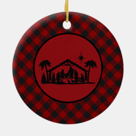 Joy Nativity geruite Keramisch Ornament (Achterkant)