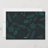 JOY Navy Blue Holiday Floral Pine Christmas Kaart (Achterkant)