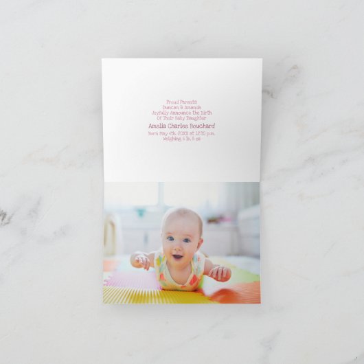 JOY. Newborn Girl Aankondiging (Binnen)