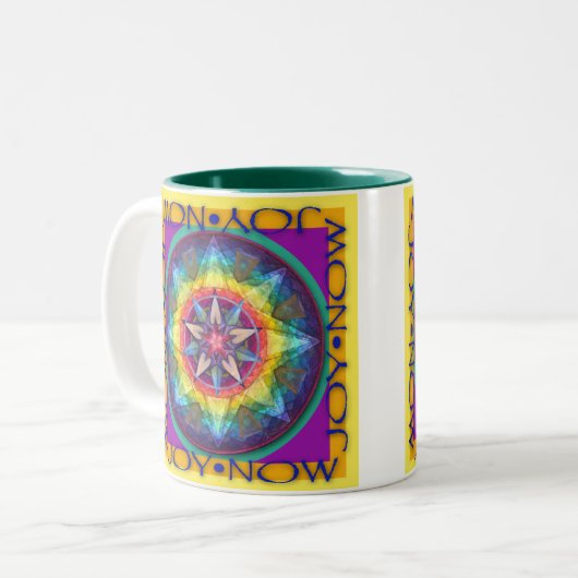 Joy nu! tweekleurige koffiemok (Voorkant links)