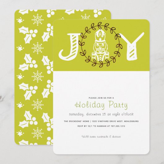Joy Nutkraker Holiday Party Uitnodiging (Voorkant / Achterkant)
