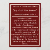 Joy of all who Sorrow - Moeder-icoon gebed Bedankkaart (Achterkant)
