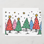 Joy of Christmas Doodle Art Style Feestdagenkaart (Voorkant / Achterkant)