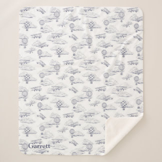 Joy of Flight - Classic Aviation - Navy and White Sherpa Deken