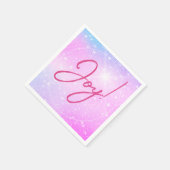 Joy! Of je berichtensynchsiekst Paarse roze ster Servet (Hoek)