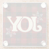 JOY of Kerstmis Elegant Red buffalo plaid Glazen Onderzetter (Achterkant)