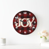 JOY of Kerstmis Elegant Red buffalo plaid Grote Klok (Huis)