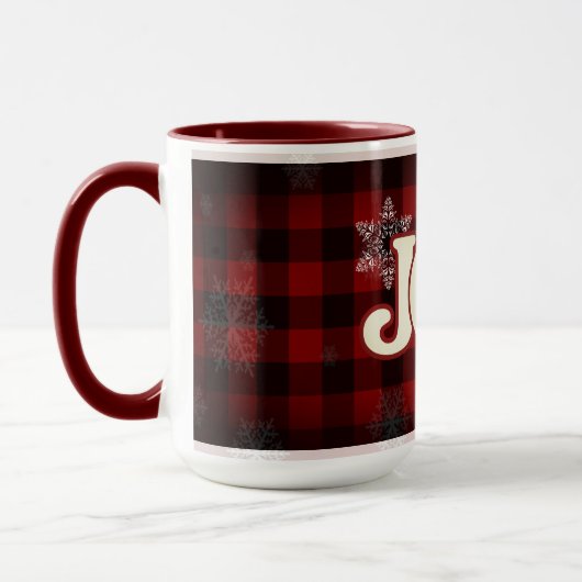 JOY of Kerstmis Elegant Red buffalo plaid Mok (Links)
