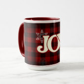 JOY of Kerstmis Elegant Red buffalo plaid Mok (Voorkant links)
