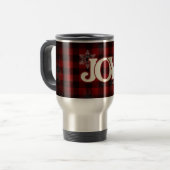 JOY of Kerstmis Elegant Red buffalo plaid Reisbeker (Voorkant links)