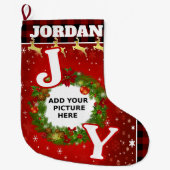 JOY of Kerstmis, persoonlijk Afbeelding en naam Grote Kerstsok (Voorkant)