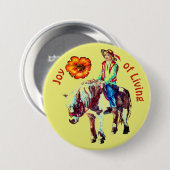 Joy of Living Rider op een Pony badge Ronde Button 7,6 Cm (Voorkant /achterkant)