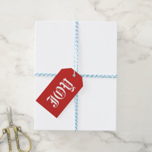 Joy op Red Background Gift Label Cadeaulabel