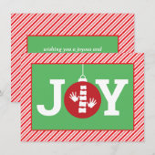 JOY Ornament Stripes Chiropractic kerstflat Feestdagenkaart (Voorkant / Achterkant)