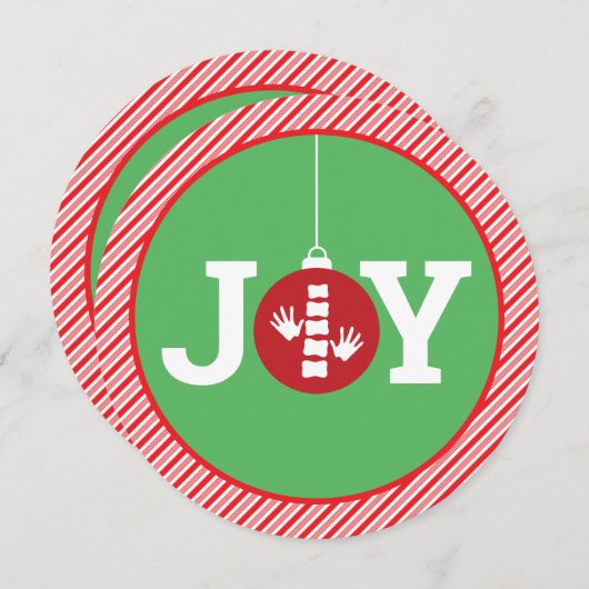 JOY Ornament Stripes Chiropractic kerstRound Feestdagenkaart (Voorkant / Achterkant)