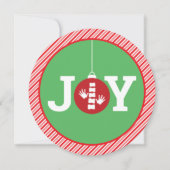 JOY Ornament Stripes Chiropractic kerstRound Feestdagenkaart (Voorkant)