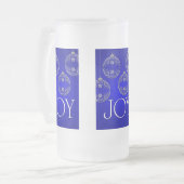 Joy Ornaments on cobalt blue elegant Matglas Bierpul (Voorkant links)