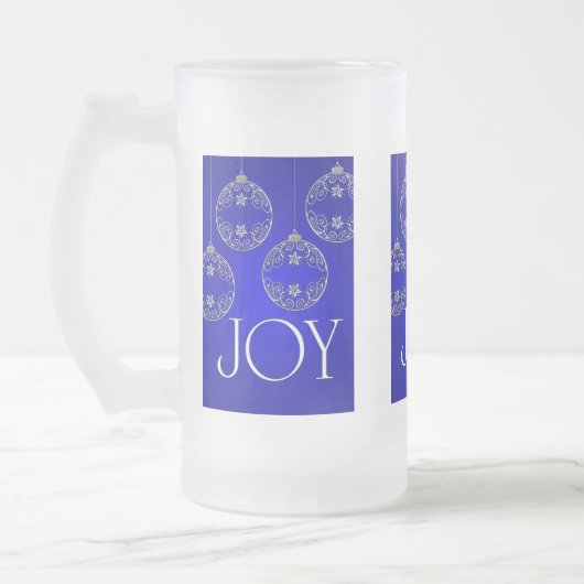 Joy Ornaments on cobalt blue elegant Matglas Bierpul (Links)