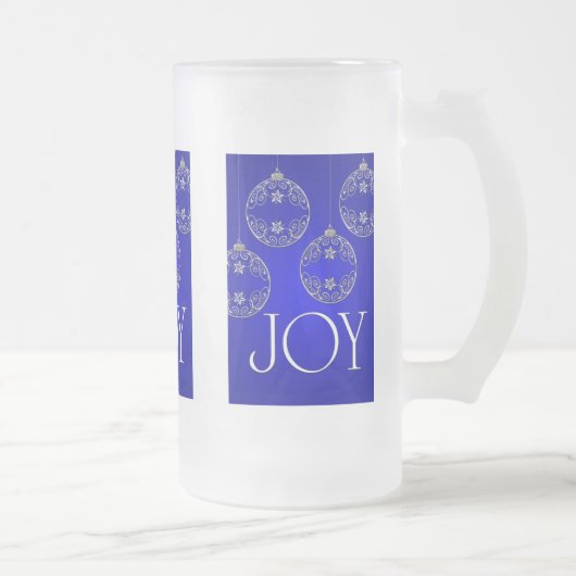 Joy Ornaments on cobalt blue elegant Matglas Bierpul (Rechts)
