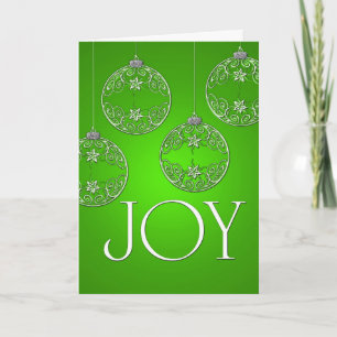 Joy Ornaments on emerald green elegant Feestdagen Kaart