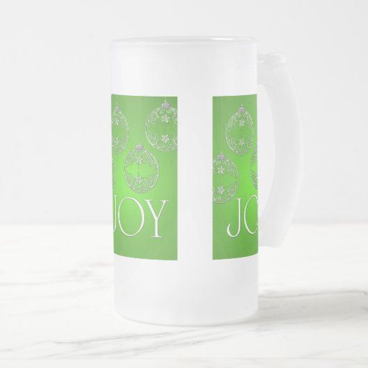 Joy Ornaments on emerald green elegant Matglas Bierpul (Voorkant rechts)