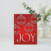 Joy Ornaments on ruby red elegant Briefkaart (Staand voorkant)