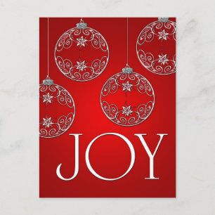 Joy Ornaments on ruby red elegant Briefkaart