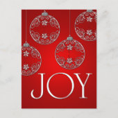 Joy Ornaments on ruby red elegant Briefkaart (Voorkant)