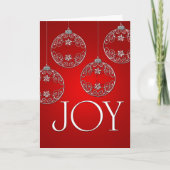 Joy Ornaments on ruby red elegant Feestdagen Kaart (Voorkant)