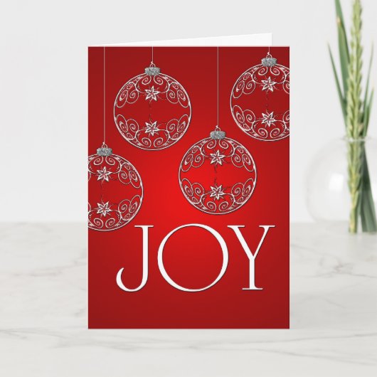 Joy Ornaments on ruby red elegant Feestdagen Kaart (Voorkant)