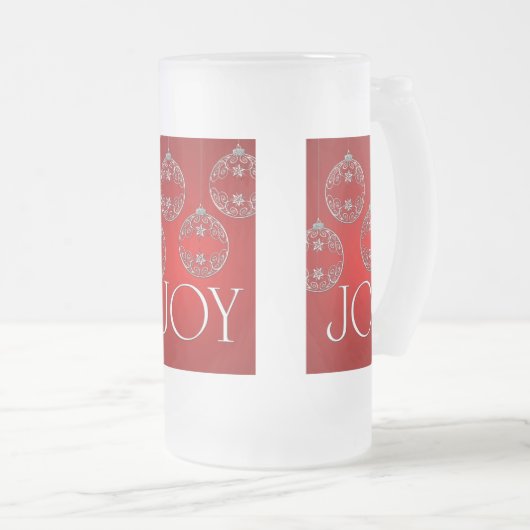 Joy Ornaments on ruby red elegant Matglas Bierpul (Voorkant rechts)