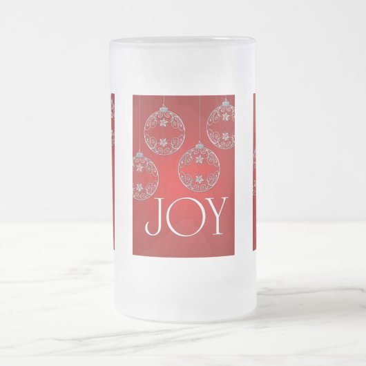 Joy Ornaments on ruby red elegant Matglas Bierpul (Center)