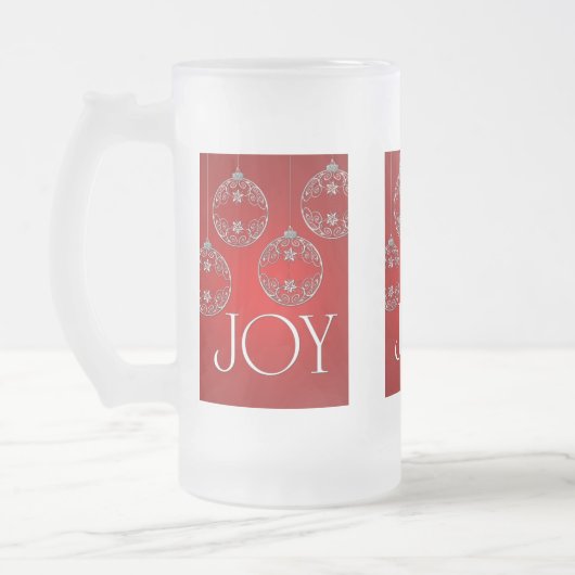 Joy Ornaments on ruby red elegant Matglas Bierpul (Links)
