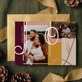 Joy Overlay Bold Modern Color Blocks Familie Foto' Folie Feestdagenkaart