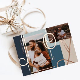 Joy Overlay Bold Modern Color Blocks Familie Foto' Folie Feestdagenkaart