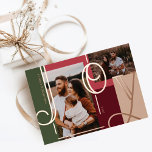 Joy Overlay Bold Modern Color Blocks Familie Foto' Folie Feestdagenkaart<br><div class="desc">Verspreid de vreugde van dit vakantieseizoen met onze moderne, gedurfde roos gouden folie fotovakantiekaart. Ontwerpfuncties "Joy" in vetgedrukte, elegante roos Gold folie letters. Twee fotoplaceholders met de gouden de brievenbekleding van de folie. Vetkleurblokken in groen, rood, Bourgogne en beige. Personaliseer uw gezin met de handtekening en het jaar. Ontwerp door...</div>