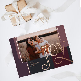 Joy Overlay Modern Paars kleurenblok Foto Folie Feestdagenkaart