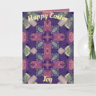 JOY ~ Paaspatroon ~ Paarse roze groen Feestdagen Kaart