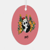 Joy Panda Beer Kerst Metalen Ornament (Voorkant Rechts)