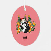 Joy Panda Beer Kerst Metalen Ornament (Voorkant links)