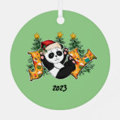 Joy Panda Beer Kerst Metalen Ornament (Achterkant)