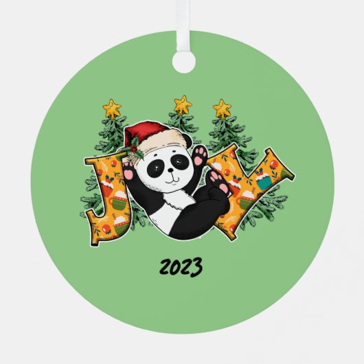 Joy Panda Beer Kerst Metalen Ornament (Achterkant)