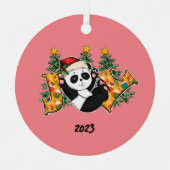 Joy Panda Beer Kerst Metalen Ornament (Voorkant)