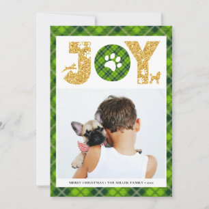 JOY Paws Gold   Pet Lovers Festive Tartan Pset Feestdagenkaart
