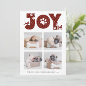 JOY Paws Gold | Pet Lovers Four Photo Collage Feestdagenkaart (Staand voorkant)