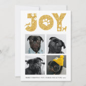 JOY Paws Gold | Pet Lovers Four Photo Collage Feestdagenkaart (Voorkant)
