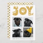 JOY Paws Gold | Pet Lovers Four Photo Collage Feestdagenkaart (Voorkant / Achterkant)