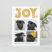 JOY Paws Gold | Pet Lovers Four Photo Collage Feestdagenkaart (Staand voorkant)